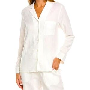 NWT Onia Camp Collar Lightweight Gauze Long Sleeve Shirt in White size Medium